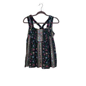 Kate Moss Top Shop Floral Sleeveless Top With Cross Back Design Boho 4